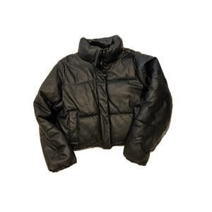 Hollister Ultimate Faux Leather Cropped Puffer Womans XL